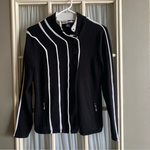 jamie sadock Sweaters - Vintage Jamie Sadock Black and White Sweater Jacket